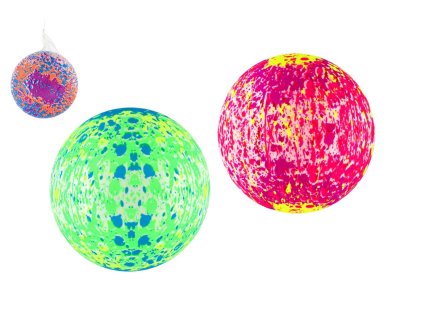Míč nafouknutý barevný se stříkanci průměr 22cm 3 barvy v síťce