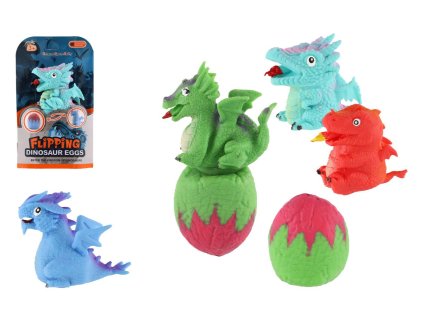 Dinosaurus/vejce obracecí silikon 15cm 4 druhy na kartě