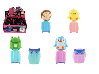 Zvířátko/dárek obracecí silikon 6-14cm mix druhů v sáčku 12ks v boxu