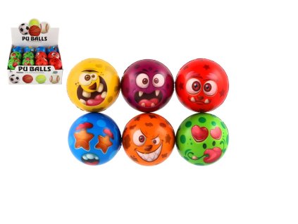Míček monster pěnový 7,5cm 6 barev 24ks v boxu