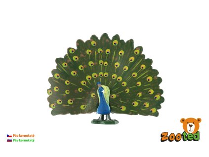 Páv korunkatý zooted plast 12cm
