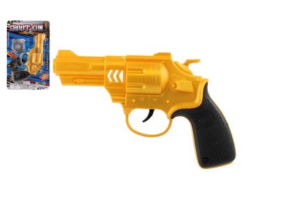 Pistole/revolver na setrvačník plast 18x12cm na kartě