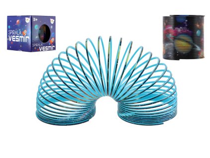 Spirála/pružina vesmír plast průměr 6,5cm 2 barvy v krabičce 7x7x7cm