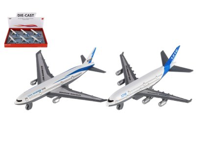 Letadlo osobní kov/plast 14cm na setrvačník 6ks v boxu