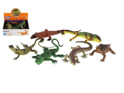 Zvířátka plazi a ještěři plast 12-21cm mix druhů 12ks v boxu