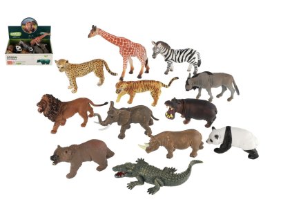 Zvířátka safari ZOO plast 13-18cm mix druhů 12ks v boxu