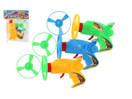Vystřelovací vrtulka + startér pistole plast 12cm 3 barvy v sáčku