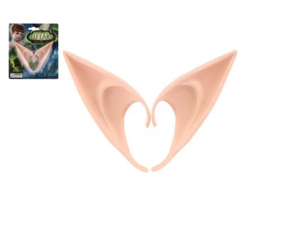 Uši/ucho elfí 2ks latex 12cm na kartě karneval