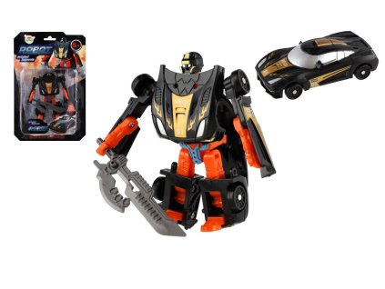 Transformer auto/robot plast 14cm černý na kartě 17x26x6cm