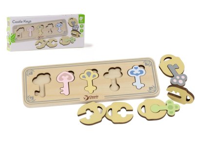 Skládanka/vkládačka klíče dřevo 11ks v krabičce 29x12x4cm 18m+