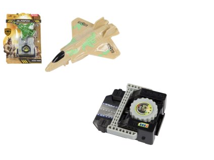 Stíhačka vystřelovací plast 10cm na volný chod 3 barvy na kartě