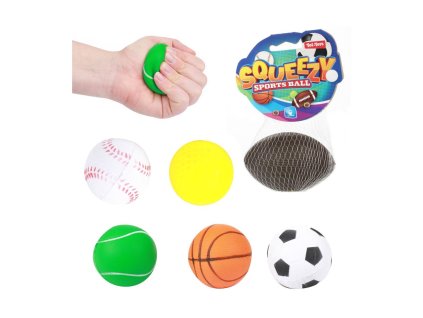 Míček mačkací pěna 6-9cm mix druhů na kartě 10x16,5cm