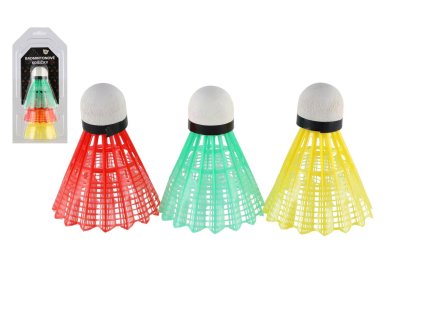 Míčky/Košíčky na badminton barevné 3ks plast v blistru 11x21cm