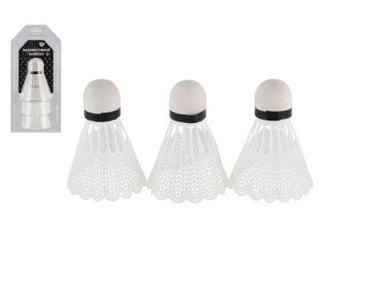 Míčky/Košíčky na badminton bílé 3ks plast v blistru 11x22cm
