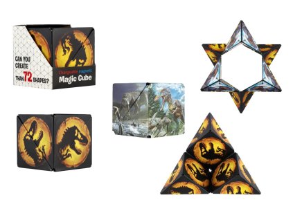 Hlavolam kostka magnetická dinosaurus plast 2 druhy v krabičce 6x6x6cm