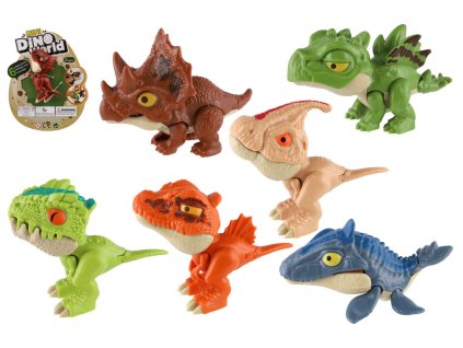 Dinosaurus kousací plast 8cm mix druhů na kartě 13x16x4cm