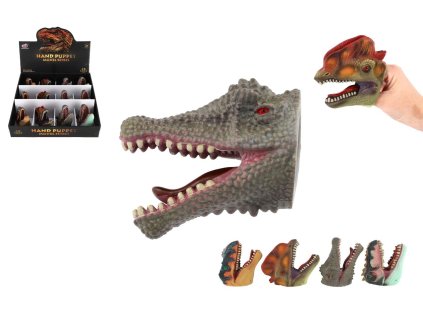 Maňásek hlava dinosaura guma 5x10cm mix druhů 12ks v boxu