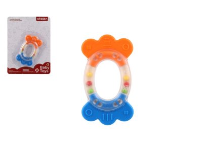 Chrastítko/Kousátko ovál plast/silikon 11cm na kartě 0m+