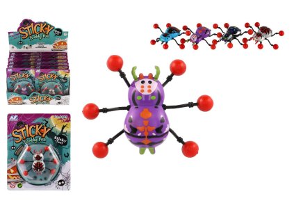 Pavouk lezoucí po skle plast 8x6cm 4 barvy na kartě 12ks v boxu