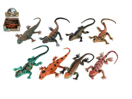 Ještěrka/Ještěr plast 20cm mix druhů 16ks v boxu