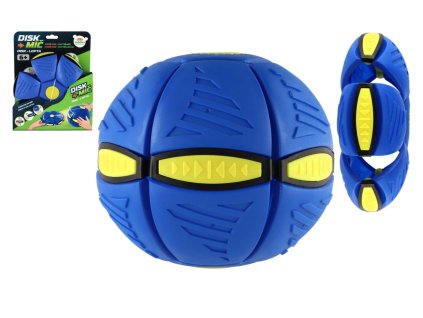 DiskMíč - Hoď disk, chyť míč! plast 22cm modrý na kartě 21,5x27x7cm