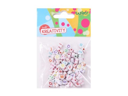 Korálky 12 g barevné Abeceda v sáčku 7x11cm