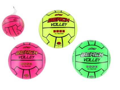 Míč volejbalový plážový 23cm 3 barvy v síťce