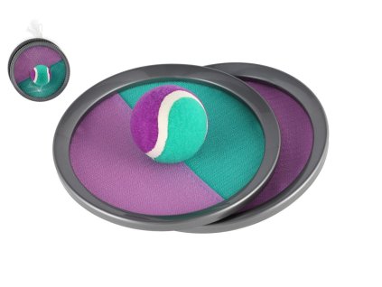 Lambáda/Catch ball hra s míčkem na suchý zip 19 cm zeleno-fialová v síťce