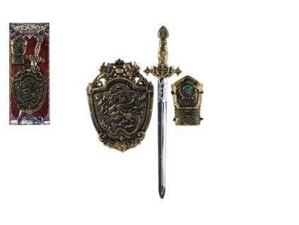 Rytířská sada plast meč, chránič na ruku, štít na kartě 21x53cm