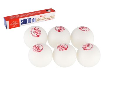 Míčky na stolní tenis 6ks SHIELD 4cm bezešvé bílé v krabičce 24x4cm
