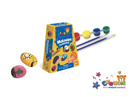 Malování na kameny/oblázky s barvami se štětci created v krabičce 19x14x5cm