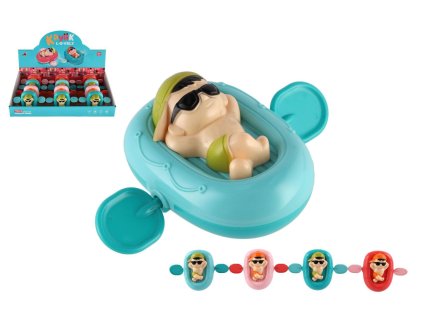 Panáček na lehátku na natažení do vody plast 13x9cm 4 barvy 12ks v boxu