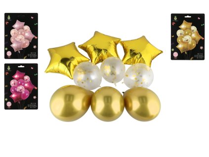 Sada balonek/balonky nafukovací párty 9ks 3 barvy v sáčku 13x18cm