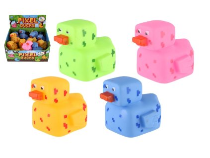 Kačenka pixel do vany guma 8x10cm 4 barvy 24ks v boxu