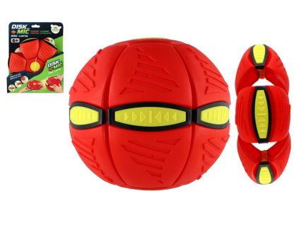 DiskMíč - Hoď disk, chyť míč! plast 22cm červený na kartě 21,5x27x7cm