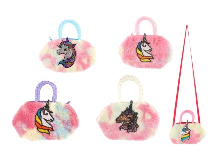 Peněženka/Kabelka jednorožec látková/plyš 6 barev 18x20x2cm