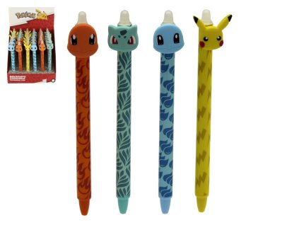 Tužka/pero gumovací Pokémon 15cm plast 6 barev 36ks v boxu