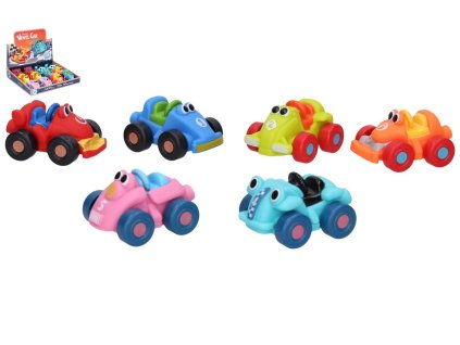 Auto/Formule závodní pro nejmenší měkký plast 8cm na volný chod 6 barev 12ks v boxu 18m+