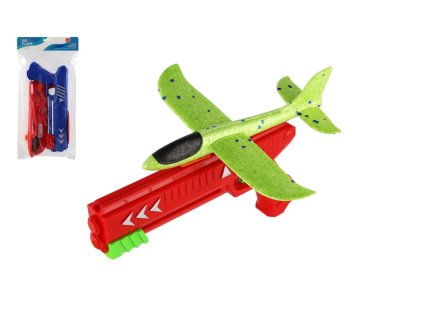 Letadlo vystřelovací pěnové s pistolí 26cm 2 barvy v sáčku