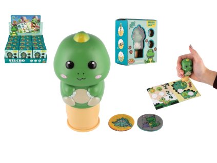 Samolepkové razítko/Razítko se samolepkami dinosaurus plast s náplněmi v krab. 10x12cm 12ks v boxu