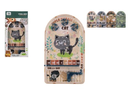 Pinball hra kuličková cvrnkací hlavolam plast 4 barvy v krabičce 14x25cm