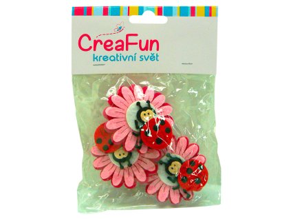 Květina + beruška, 3ks