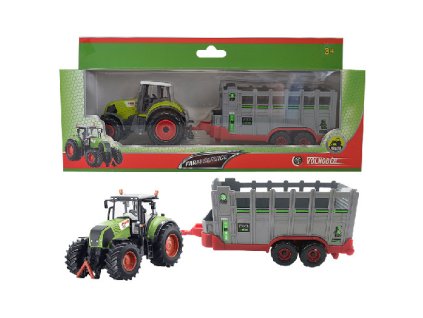 FARM SERVICE - Traktor s přívěsem na přepravu zvířat 1:50