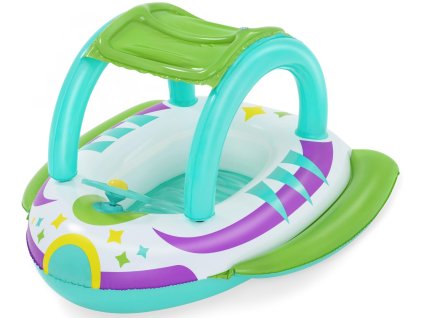 BESTWAY 34149 - Nafukovací dětský člun vesmírná loď se sluneční stříškou 107 x 112 cm