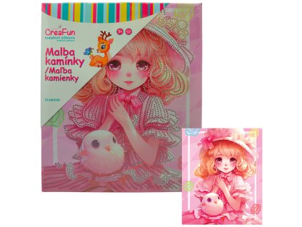 Diamantové malování - Růžová panenka 25 x 30 cm