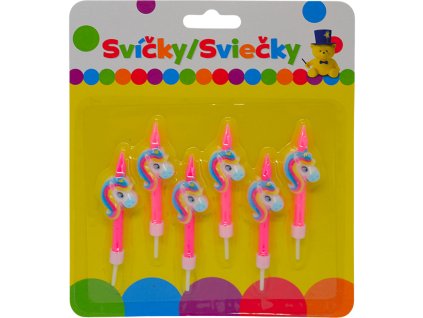 Narozeninová svíčka s JEDNOROŽCEM a držákem 6ks