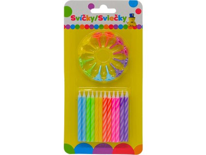 Narozeninová svíčka BAREVNÁ 24 ks + 12ks držáků