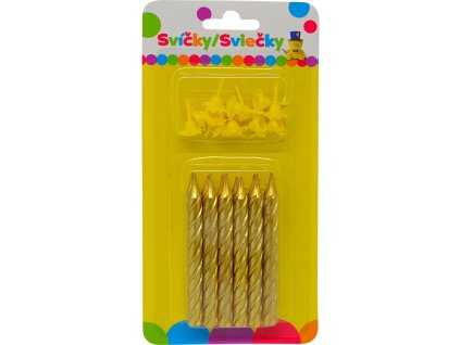 Narozeninová JUMBO svíčka metalická zlatá se třpytkami 12ks