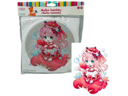 Diamantové malování s rámem - Panenka v červeném 20 cm