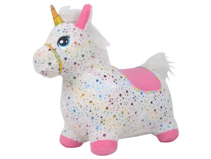 Skákací jednorožec bílý s hvězdičkami se zvukem koně